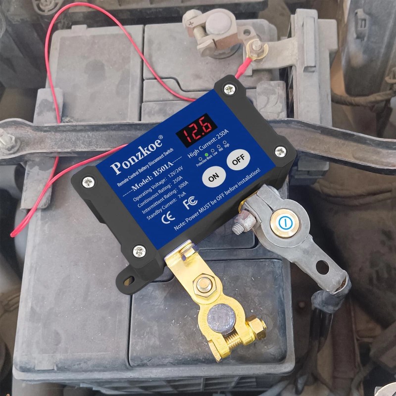 Ponzkoe 250A Smart Remote Kill Switch for Car - Battery