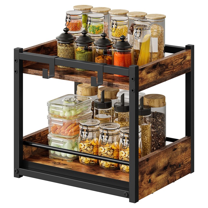 HOOBRO Kitchen Countertop Organizer, Corner Shelf Organizer, 2-Tier Spice Rack
