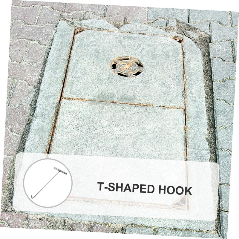 Hohopeti Stainless Steel Manhole Cover Hook T Shape Heavy Duty