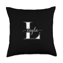 GGT Monogram Letter L Layla Name Throw Pillow