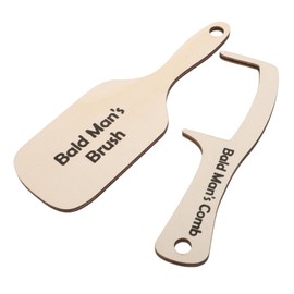 CORHAD 2pcs Funny Wooden Bald Man Comb Brush Set Humorous Grooming Tool for Adult Men for Valentine's Day Parties and Gatherings