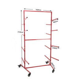 YILIKISS Floor Mobile Bumper Storage Rack, Double Sided Auto Body Parts Management Storage Rack, Adjustable Automotive Paint Repair Bumper Stand 8 Bars, Parts Storage Pannel Tree