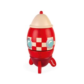 Janod - Rocket Wooden Music Box - Children's Room Decoration - From 18 months onwards - J04675, Real Red