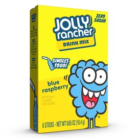 Jolly Rancher Blue Raspberry Singles To Go Drink Mix, 0.65 OZ, 6 CT (Pack of 8)