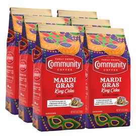 Community Coffee Mardi Gras King Cake Flavored 72 Ounce, Medium Roast Ground Coffee, 12 Ounce (Pack of 6)