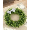 HARMIX 24" Faux Round Boxwood Wreath, Artificial Boxwood Wreath Front