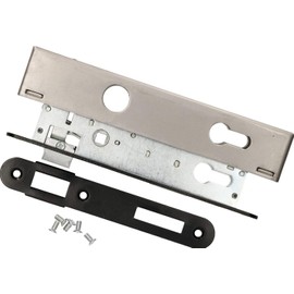 KOTARBAU Mortise Lock PZ 90/22 with Lock Case Counter Plate Galvanised Universal Left/Right Room Lock Indoor/Outdoor Security Lock Black/Silver