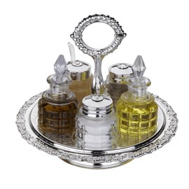 Cruet Cady on Revolving Stand Silver Plated, Made in England.