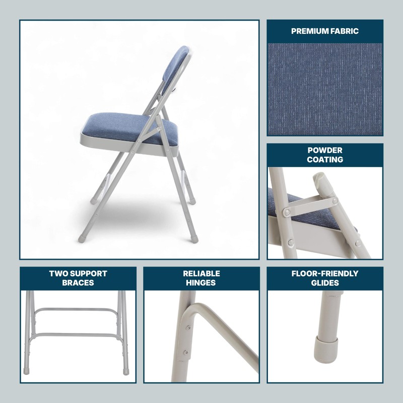 OEF Furnishings OEF2200 Series Heavy-Duty Premium Fabric Padded Upholstery Double-Hinged