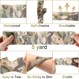 Treela 48 Pack Self Adhesive Wrap Bandage Bulk, 2 Inches x 5 Yards Self Adherent Cohesive Bandage Elastic Athletic Tape Breathable Wound Tape for Stretch Athletic Sports Wrist Ankle(Multi Camo)