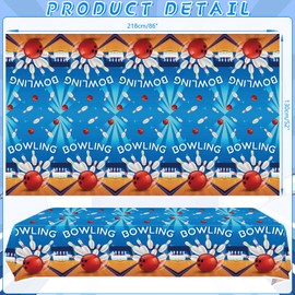 KEFAN 4 Pcs Bowling Birthday Party Tablecloths Supplies, Rectangle Bowling Theme Birthday Party Table Cover, 51 x 86 Inch