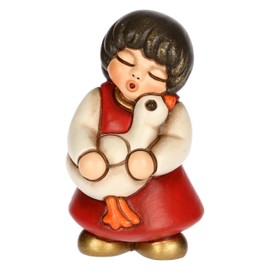 THUN - Girl with Red Goose Ceramic 3.6 x 3.6 cm, Height 6.2 cm, Classico Collection