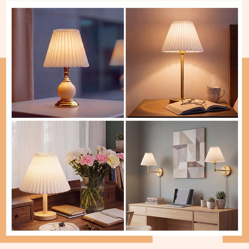 Teenyyou Small Pleated Lamp Shades Set of 2, 3.1" Top