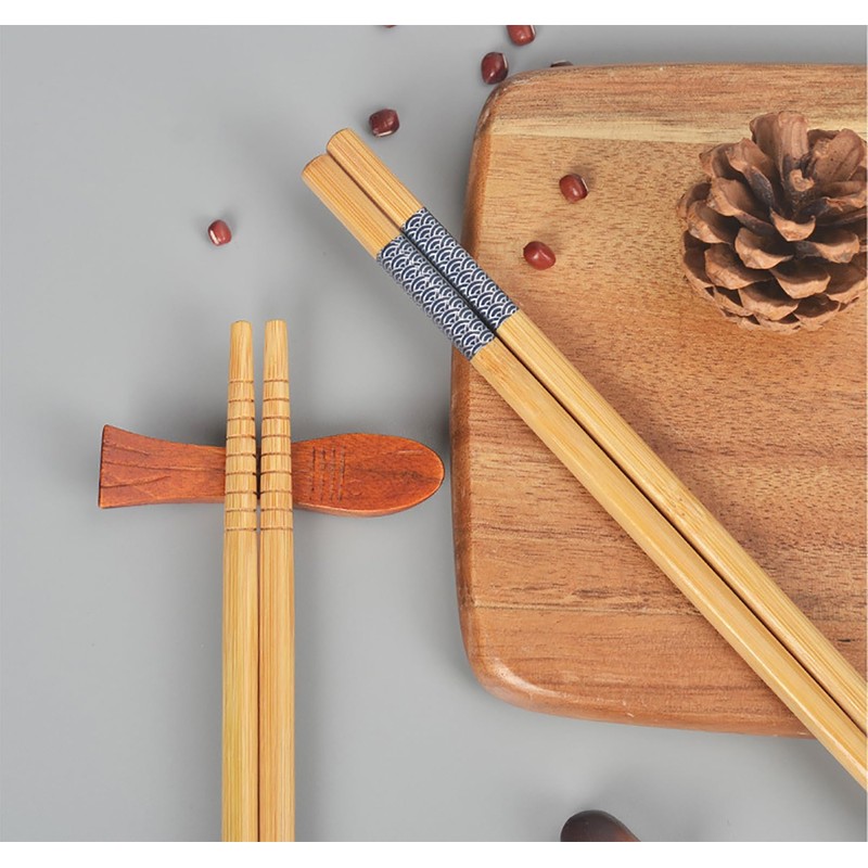 5 Pairs of Reusable Bamboo Chopsticks, Dishwasher-Safe Japanese Chopstick Set