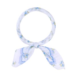 Elerevyo Women's Floral Printed Cotton Blended Scarves, 21.7" Small Square Flowers Headscarf Neckerchief Flowers-Blue