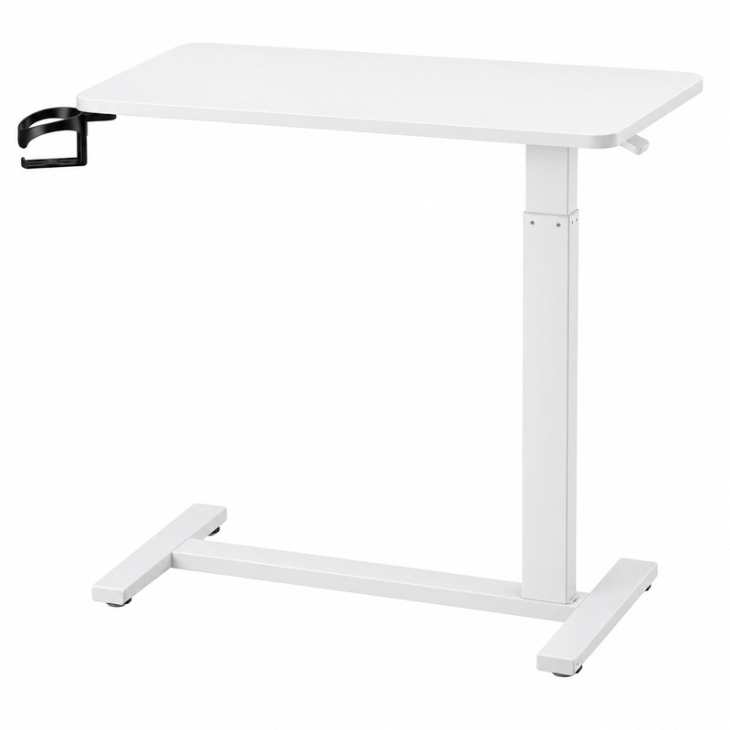 Adjustable Overbed Laptop Table – Rolling Bedside Desk with Casters