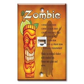 Art Plates - One Port RJ45 Ethernet decorative printed keystone style wall plate. Works with Cat5 through Cat8 cables. Female to Female Connection. - Zombie