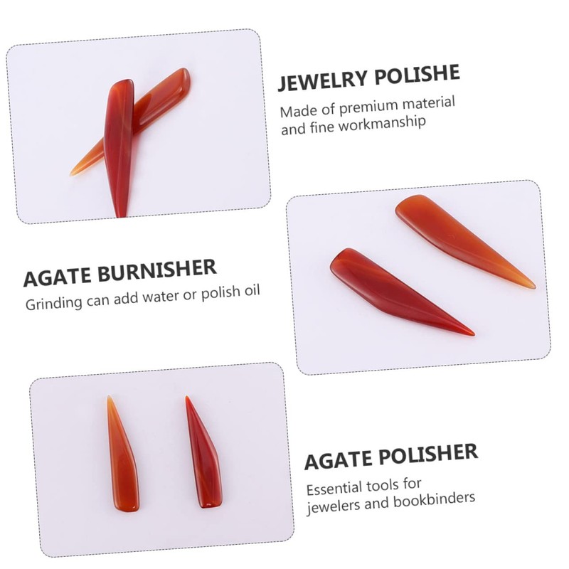 STOBOK Essential Jewelry Care Kit 3pc Agate Burnisher Polisher for