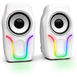 Speaker USB 3.5mm Stereo LED Lightweight Stereo Sound for PC Small (White)