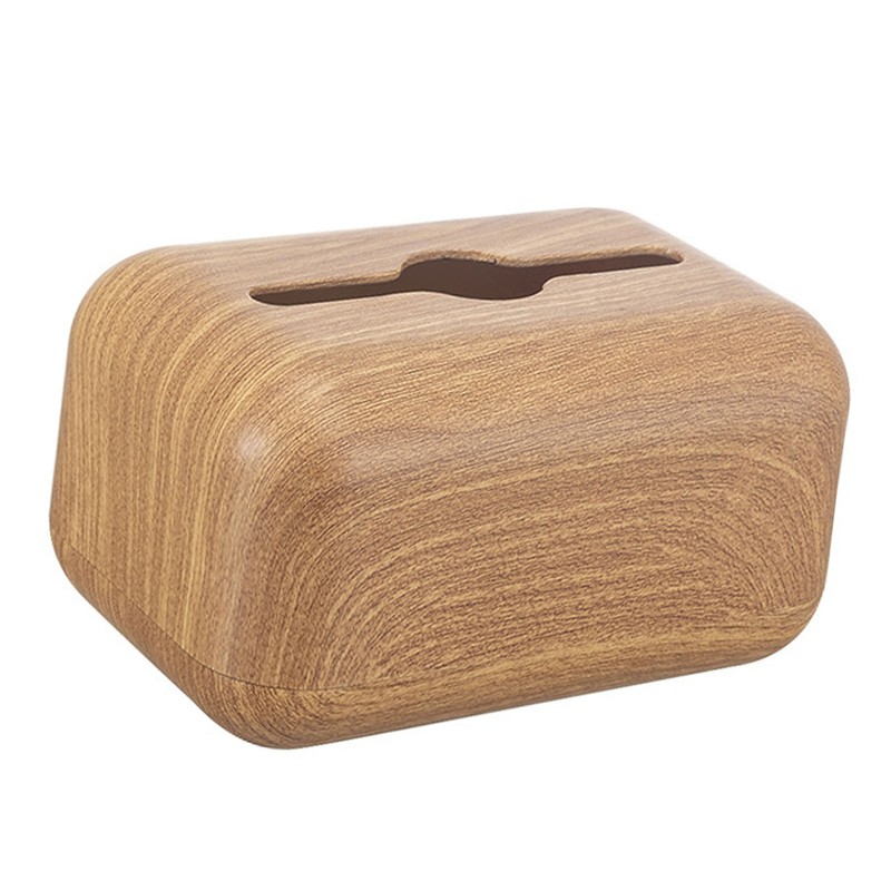 Tissue Box Cover Wood Grain Easy Refill Rectangular Stylish Elegant