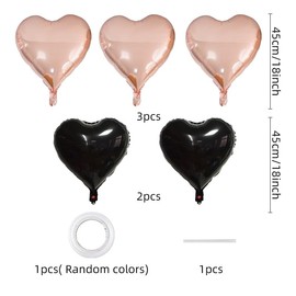 5Pcs RoseGold Black Star Balloons,18In Mylar Balloons,Natural Latex Balloons for Men Women Birthday, Valentines Day,Propose Marriage,Wedding, Bridal Shower, Graduation, Casino Theme Party Decorations
