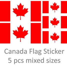 Premium Stickers 5 pcs Canada Flag Decal Stickers for Truck, Car, Bike, Helmet, Hardhat, Laptop, Tablet, Cell Phone, Bumper Stickers and Much More … (Red)