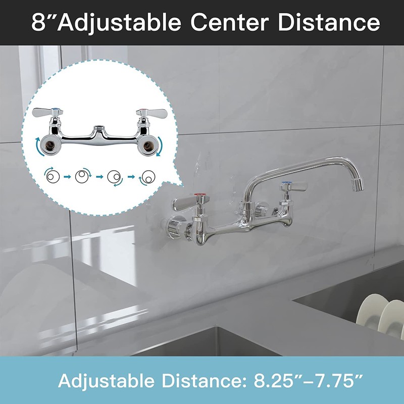 BWE Commercial Kitchen Faucets, Kitchen Sink Faucet, 8 Inch Center