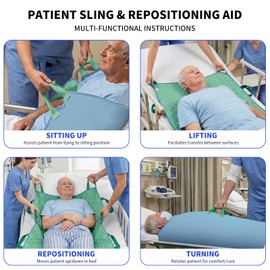 Slide Board for Transferring-34x36 Inch Bed Pads with Handles-Transfer Board for Mobility-Transfer Sheet for Elderly-Body Position Reposition for Bariatric Disability Bedridden (34" x 36"-6 Handles)