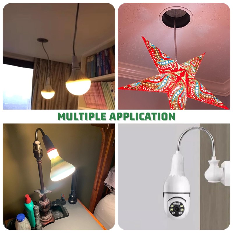 Light Socket Extender Adapter,Flexible Extension Lamp Socket Adapter,Standard Bulb Screw