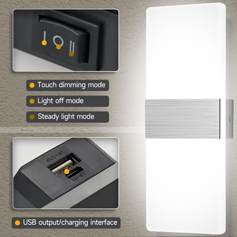 MEHIDFY Wall Sconces Sets of 2, Dimmable Touch Control Wall