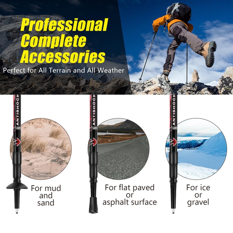 COSTWAY 2 Pack Telescopic Trekking Poles, Portable Aluminum Hiking Sticks,