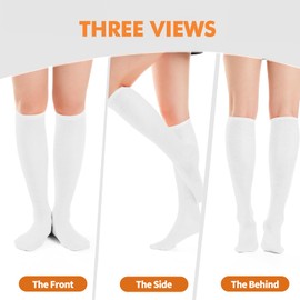 Ammiko White Knee High Socks for Women Knee High White Socks White High Socks Womens Long White Socks
