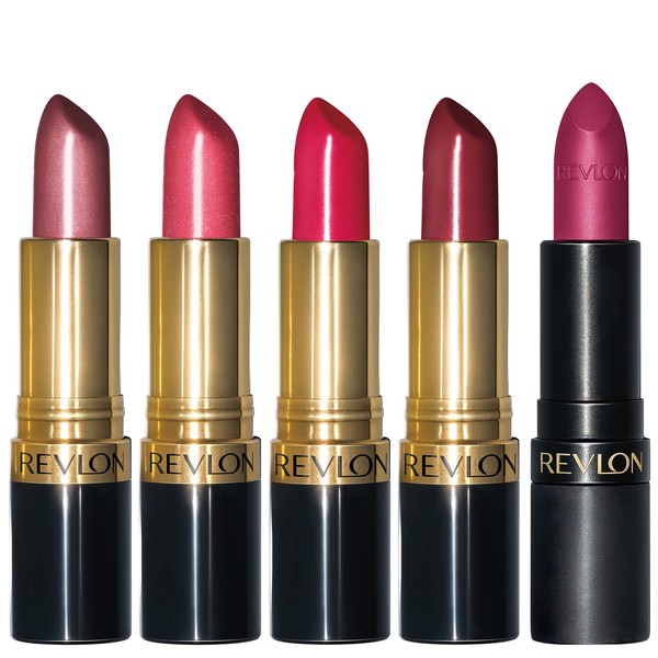 Revlon Super Lustrous 5-Piece Lipstick Gift Set, High Impact, Moisturizing,