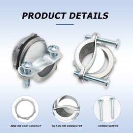 MAKERELE 32-Piece Assortment Kit of Clamp Type Cable Connectors - 1/2 Inch, 3/8 Inch,3/4 Inch, 1 Inch - UL Listed - Durable Zinc Alloy for Metallic Conduit and, NM and SE Cable