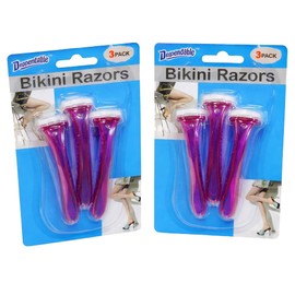 2 paquetes de maquinillas de afeitar de bikini en total, 6 piezas, ideal para un afeitado brasileño, afeitadora de bikini personal para mujer
