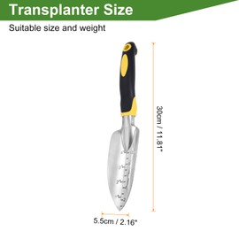 HARFINGTON Garden Hand Shovel 11.81 x 2.16 Aluminum Depth Marks Transplanting Trowel with Handle Garden Tools for Gardening Weeding Planting, Yellow