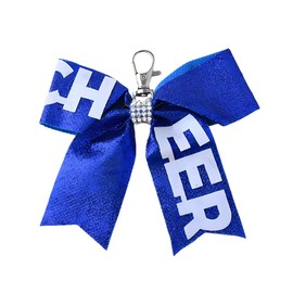 Glitter Cheer Bow Keychains for Women Girls Cheerleading Bag Charms for Backpack Handbag Cheer Stuff Gifts for Women Cheerleaders Accessories for Teen Girl Blue Bow Key Chain with Rhinestones