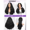 Yaki Curly V Part Wigs Black Loose Wave Wig with