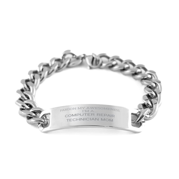 Pardon I'm a Computer Repair Technician Mom Cuban Chain Stainless
