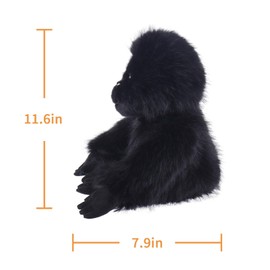 Apricot Lamb Gorilla Plush Stuffed Animals for Kids, Soft Cute Plush Toys for Baby Girl and Boy, Fluffy Gorilla Black 9.1 Inches