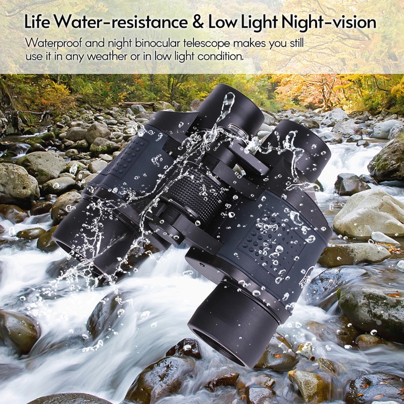 60x60 Binoculars Compact Waterproof Binocular Telescope with Low Light Night