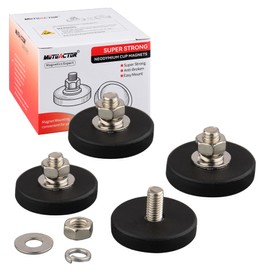 MUTUACTOR 4Pack Strong Neodymium Rubber Coated Magnets with M6 Threaded Studs,Non-Slip Magnetic Mount Heavy Duty Rare Earth Magnets with Bolt for Lights Cameras Vans and Other Devices