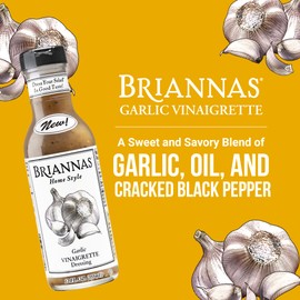 BRIANNAS - Home Style Garlic Vinaigrette Dressing – Fine Salad Dressing made with Premium Ingredients - Gluten Free, Vegan, & Kosher Dressing - 12 oz. Bottle