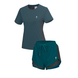 Little Donkey Andy Women 2 Piece Workout Sets Sportswear Gym Fitness Running Cycling Exercise Clothes Athletic Outfits Ocean Green M