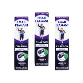 Email Diamant Le Charbon Whitening Daily Toothpaste Original Cosmetic Activated Charcoal - 75ml Large Size - Black - 3 Tubes