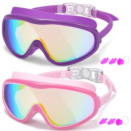 EasYoung Adult Swim Goggles, 2-Pack Wide View Swim Goggles for Men Women Youth Teen, Anti-Fog, UVProtection, Over 15 Years