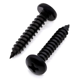 Glvaner #12 x 1 inch Stainless Steel Pan Phillips Drive Self Tapping Screws, Black Coated, 304 Stainless Steel 18-8, Pan Head Wood Screws Sheet Metal Tek Screws, 40 pcs