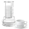 Yedio 4 oz Espresso Cups with Saucers and Metal Stand,