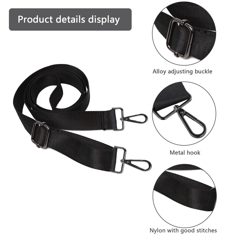 Shengxi Carry Strap Bag Black Adjustable Bag Straps Wide Strap