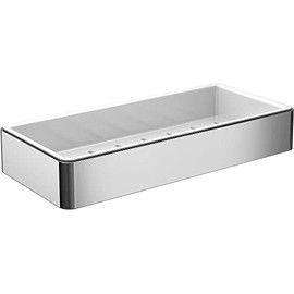 EMCO Loft Soap Basket 220 x 34 x 101 mm, Chrome/White, Die-Cast Zinc, Wall Basket